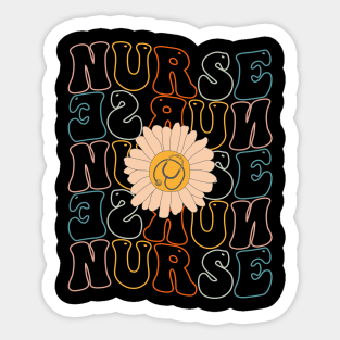 Retro Groovy For Women Nursing For Nurses Week Nurse Life Shirt Sticker